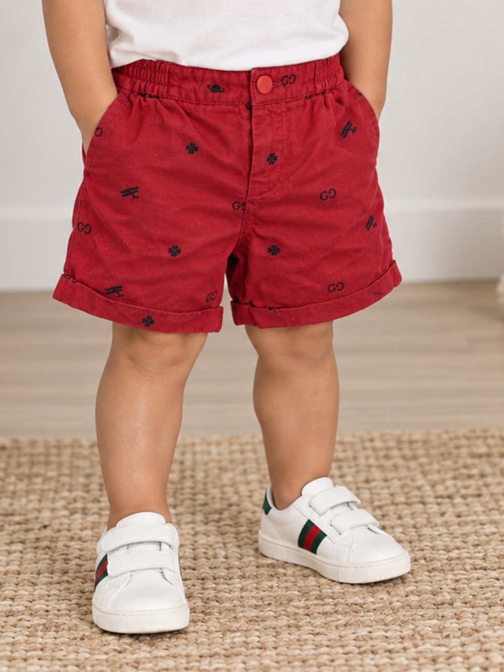 Gucci GG Baby Cotton Twill Shorts in Red